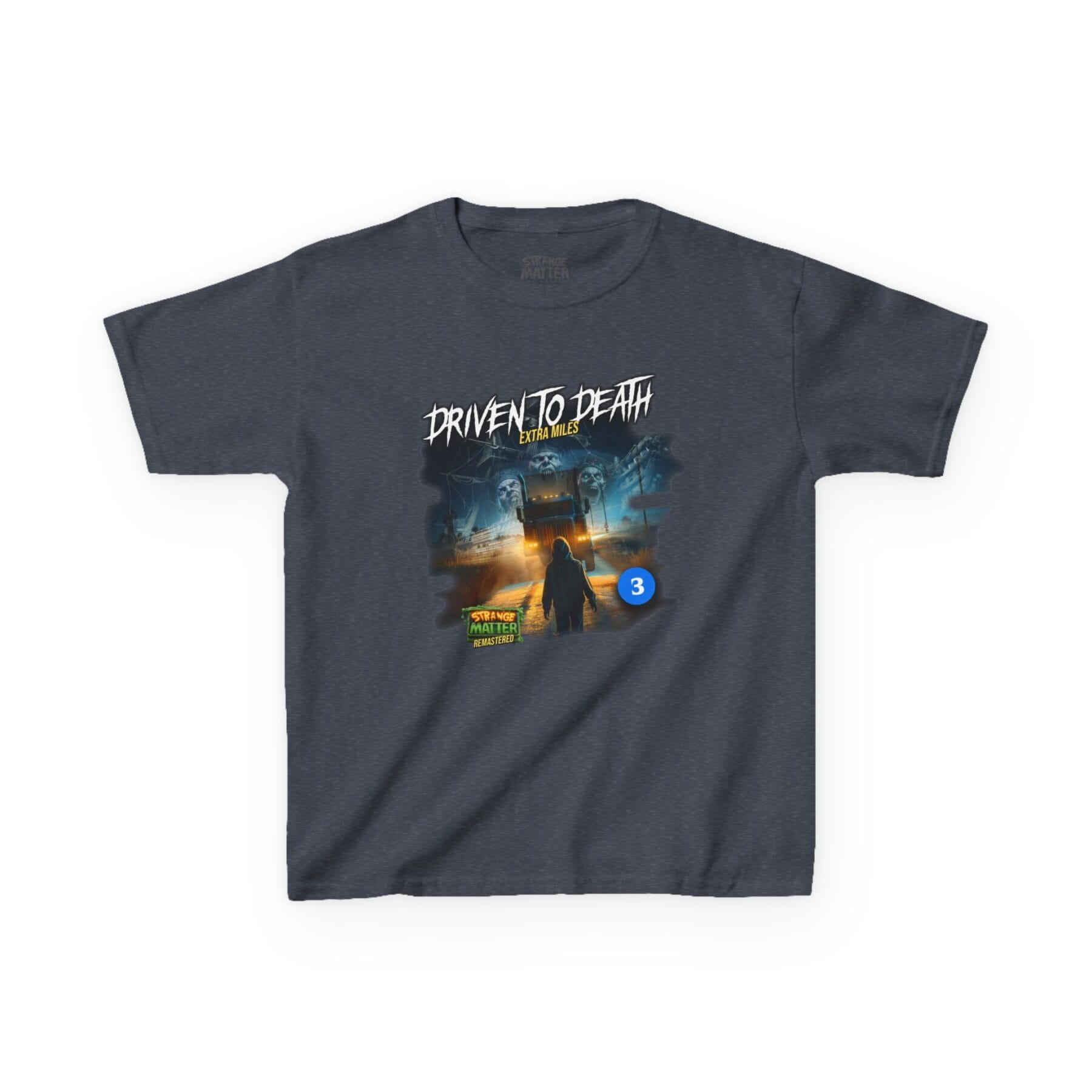 Kids Heavy Cotton Tee - Strange Matter: Driven to Death - T-Shirt for YA horror and Action fans - Image 16