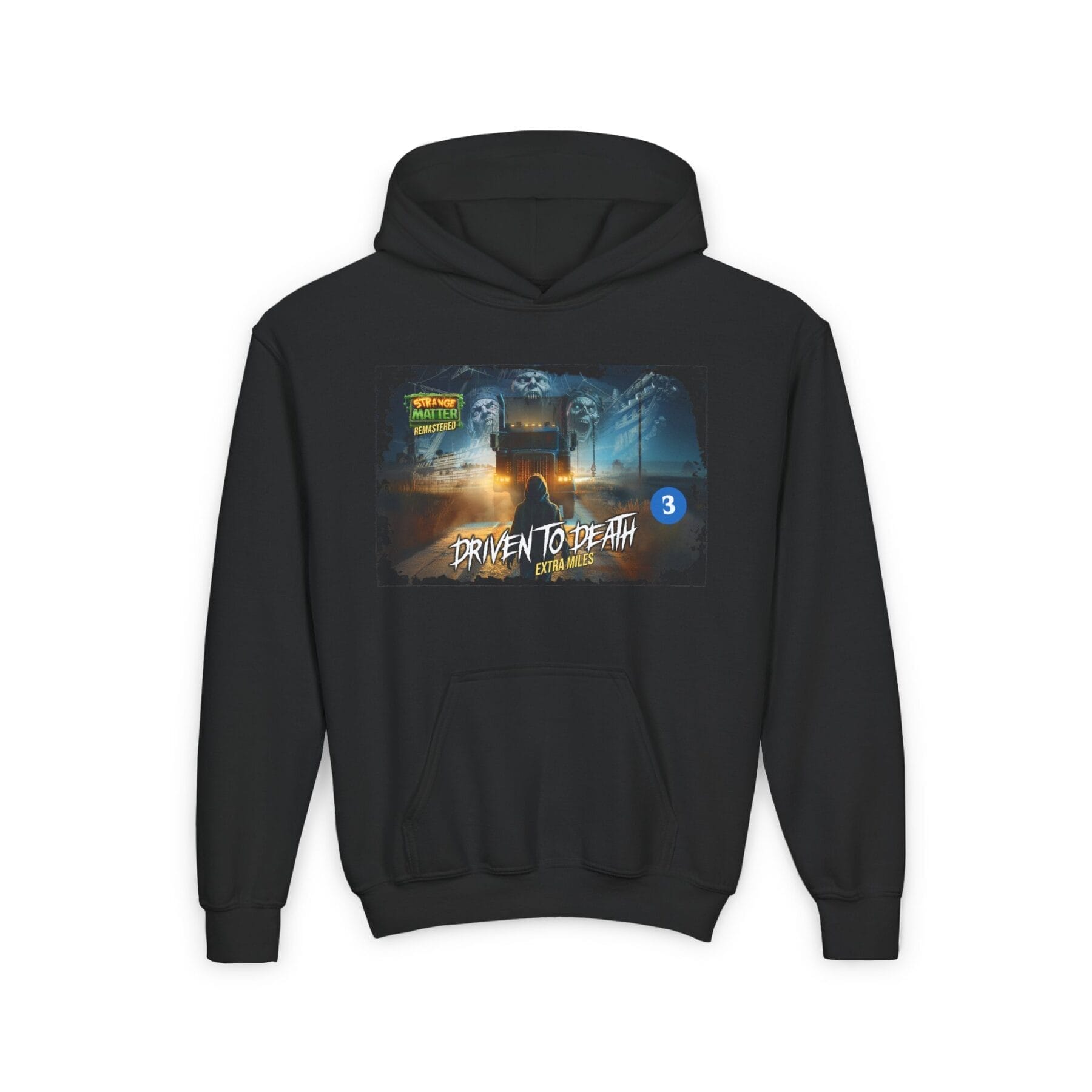Kids Midweight Hoodie - Strange Matter: Driven to Death - Hoodie for YA horror and Action fans - Image 2
