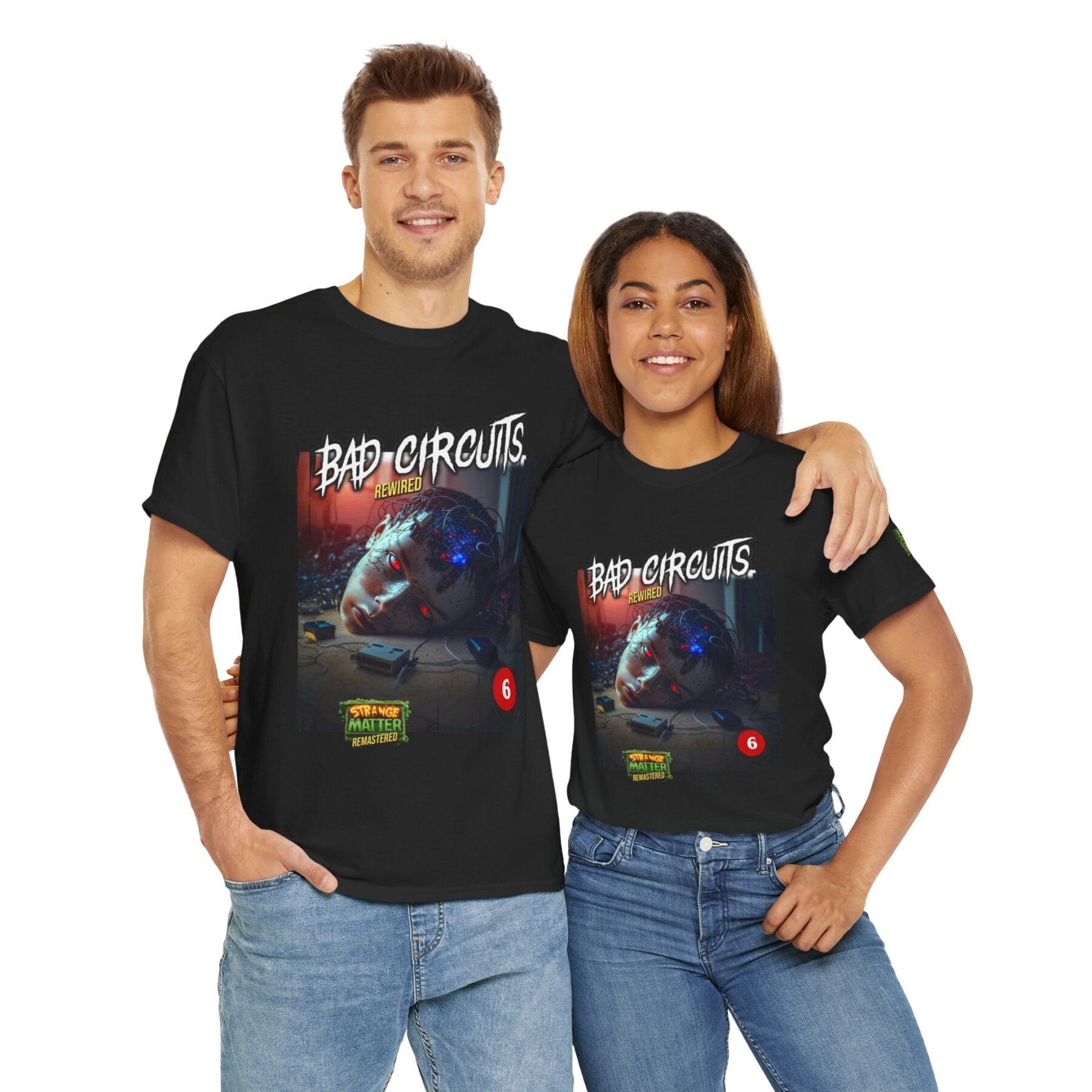 Adult Heavy Cotton Tee - Strange Matter: Bad Circuits - T-Shirt for YA horror and Action fans - Image 2