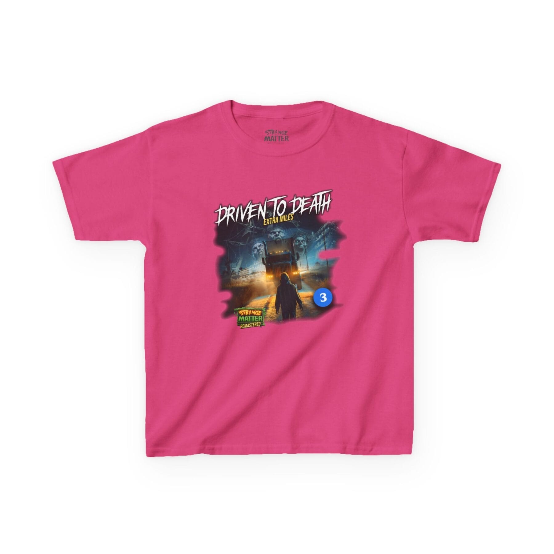 Kids Heavy Cotton Tee - Strange Matter: Driven to Death - T-Shirt for YA horror and Action fans - Image 18