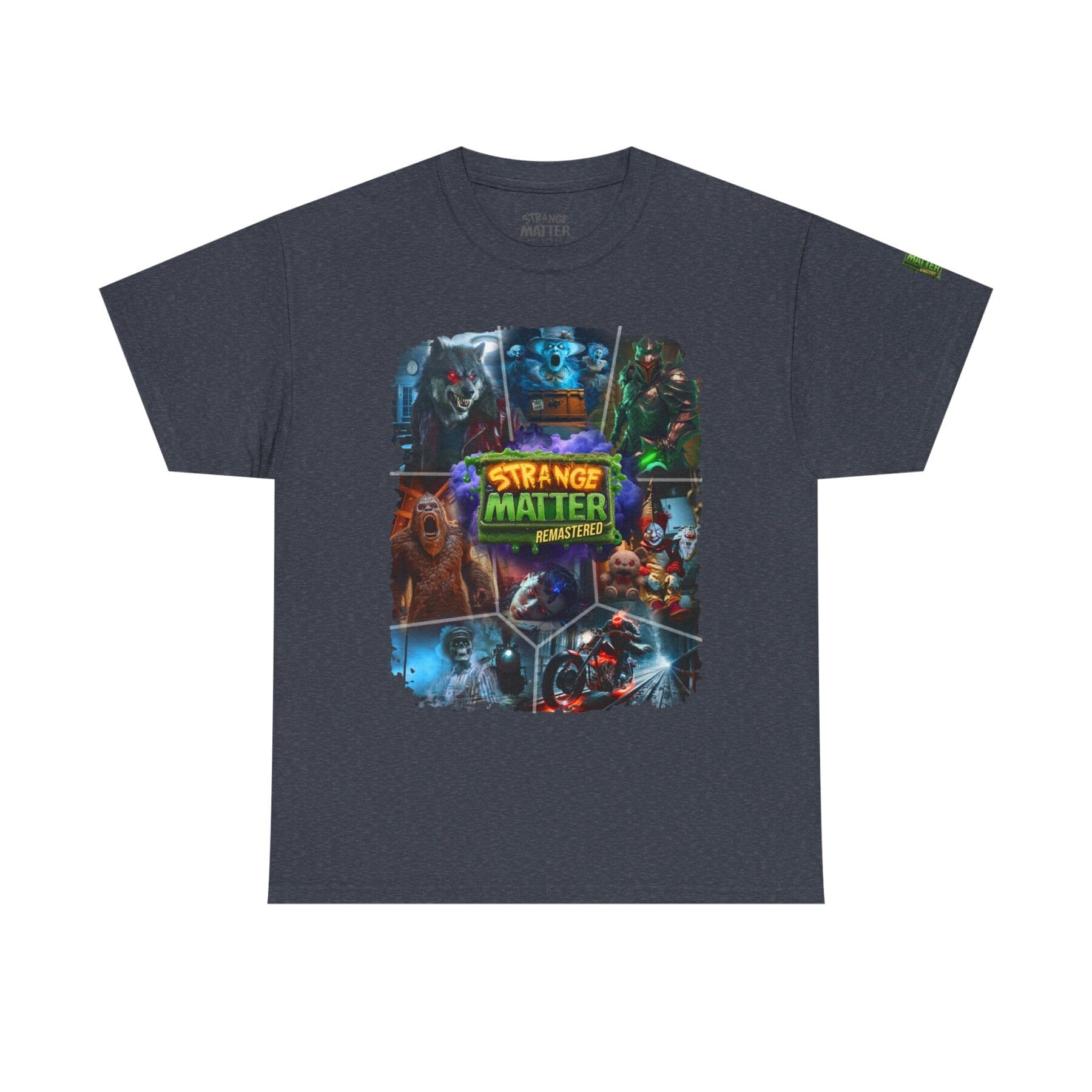 Adult Heavy Cotton Tee - Strange Matter Remastered Collage - Perfect for YA horror and Action fans - Image 16