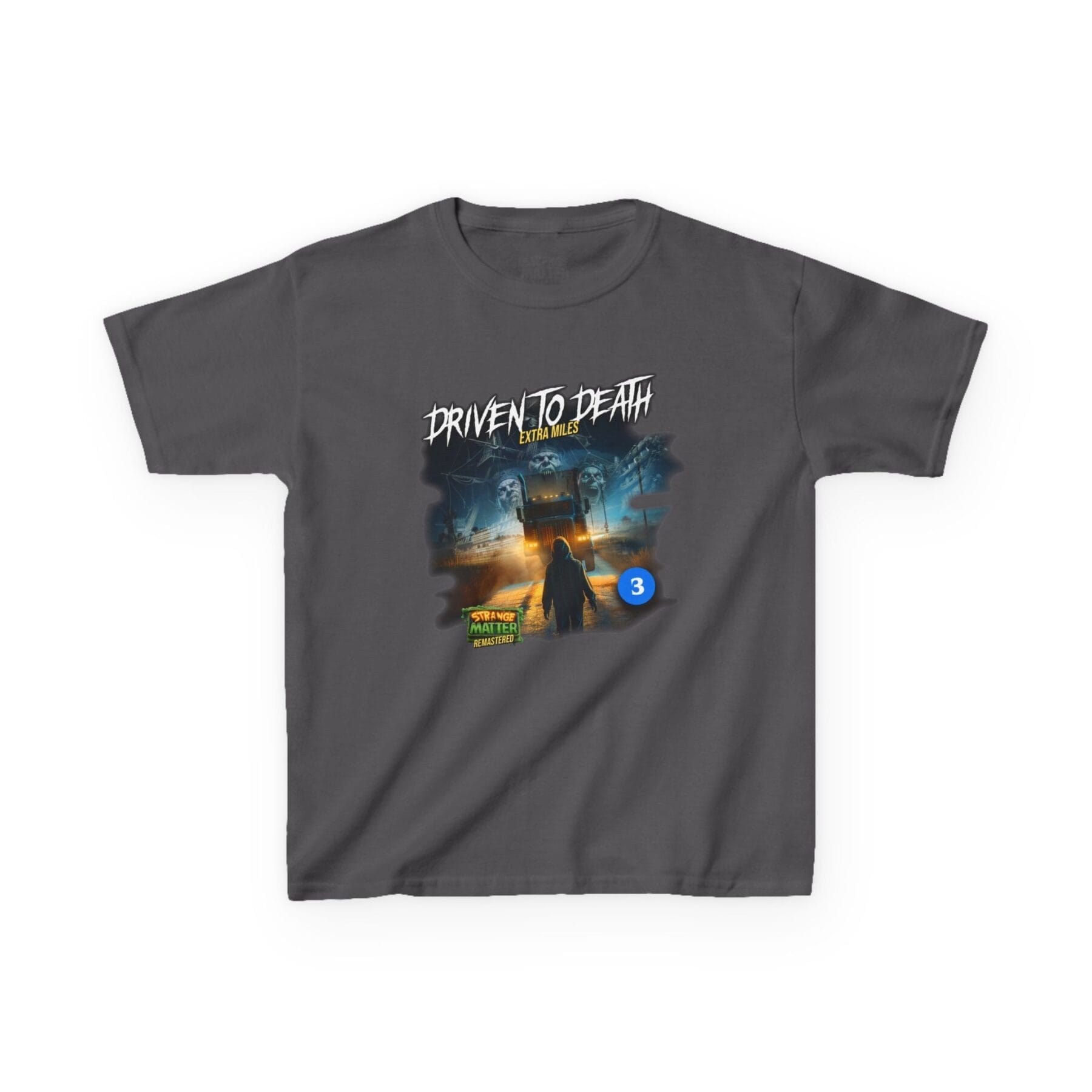 Kids Heavy Cotton Tee - Strange Matter: Driven to Death - T-Shirt for YA horror and Action fans - Image 15