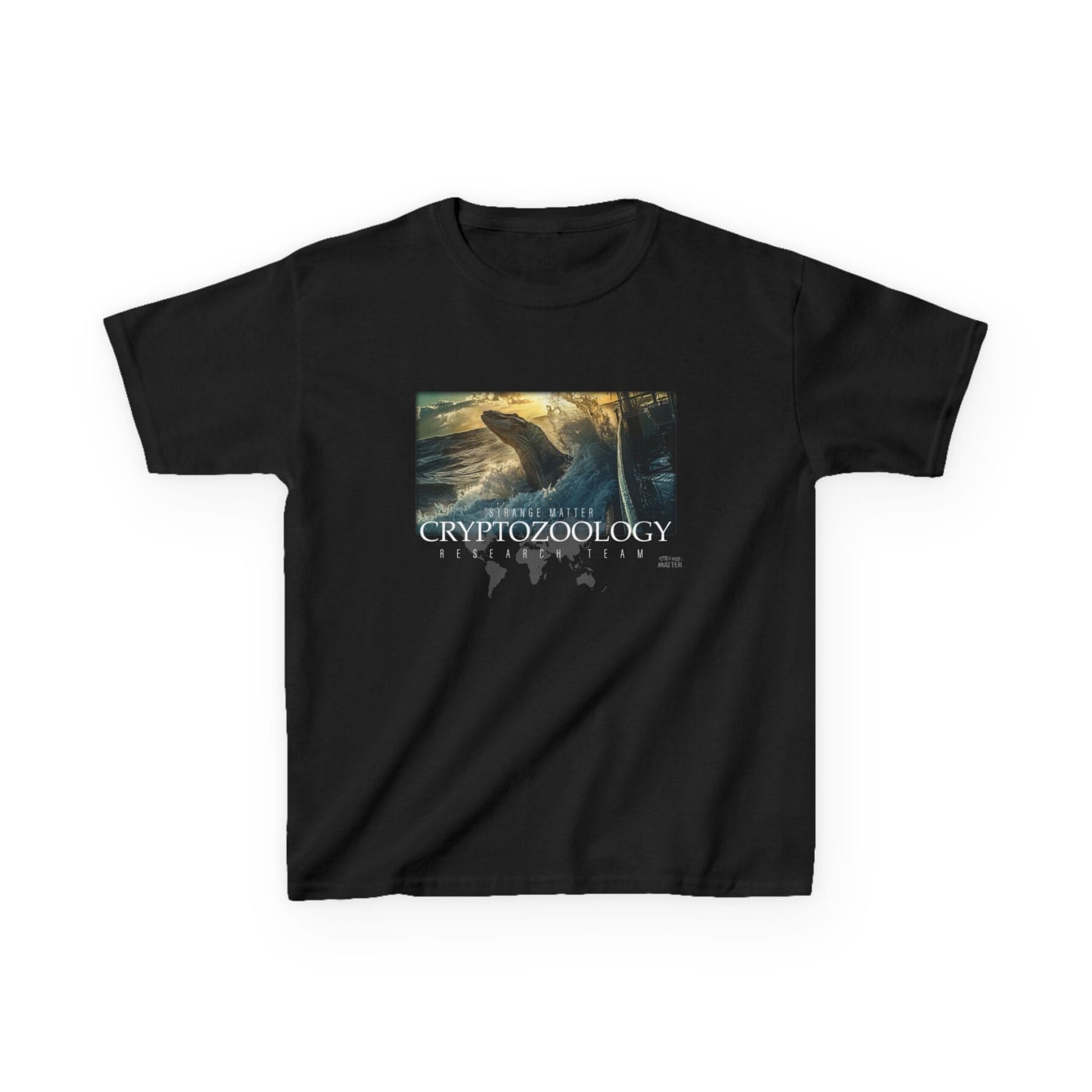 Kids Heavy Cotton Tee - Strange Matter - Cryptozoology Research Team - Mosasaur - Image 2