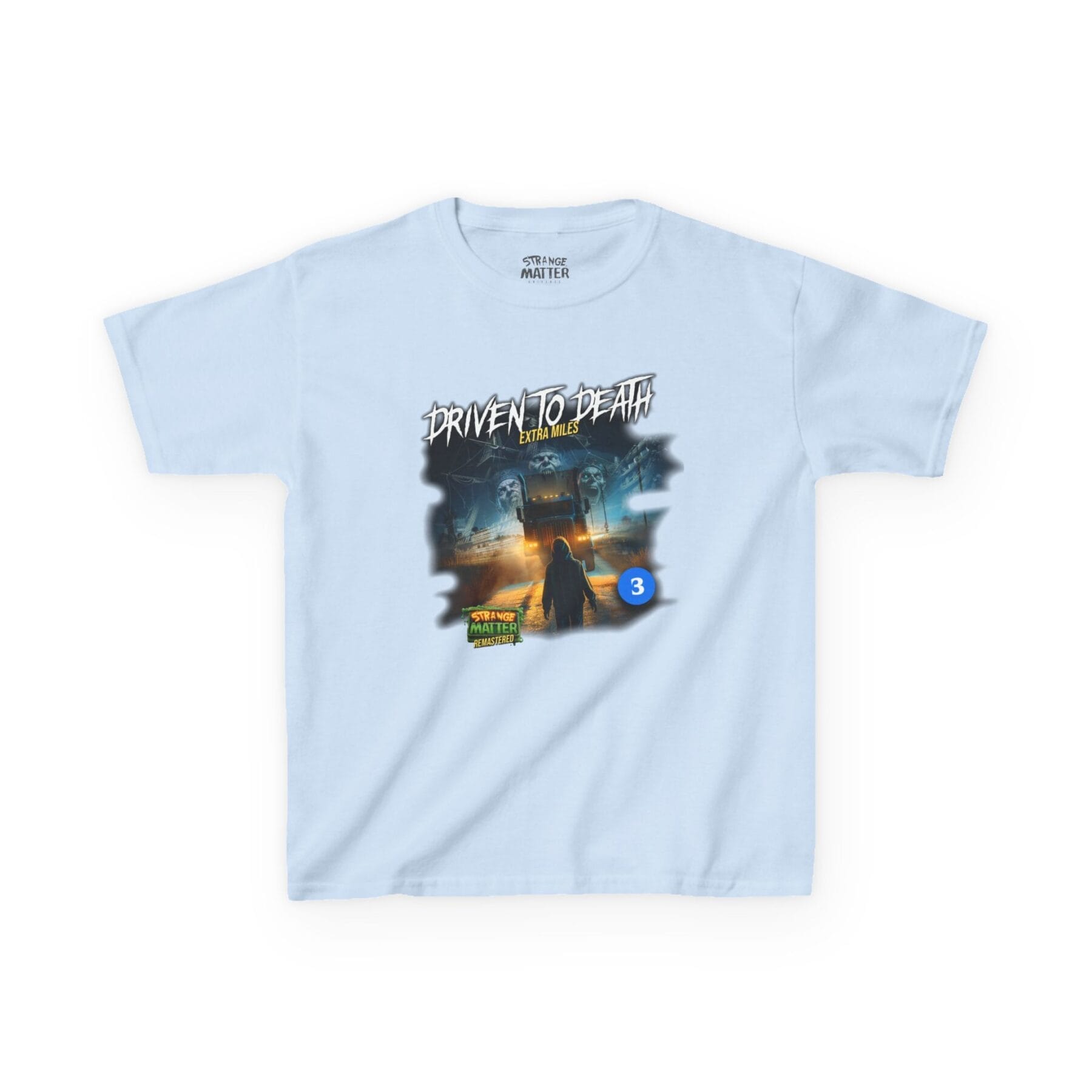 Kids Heavy Cotton Tee - Strange Matter: Driven to Death - T-Shirt for YA horror and Action fans - Image 13