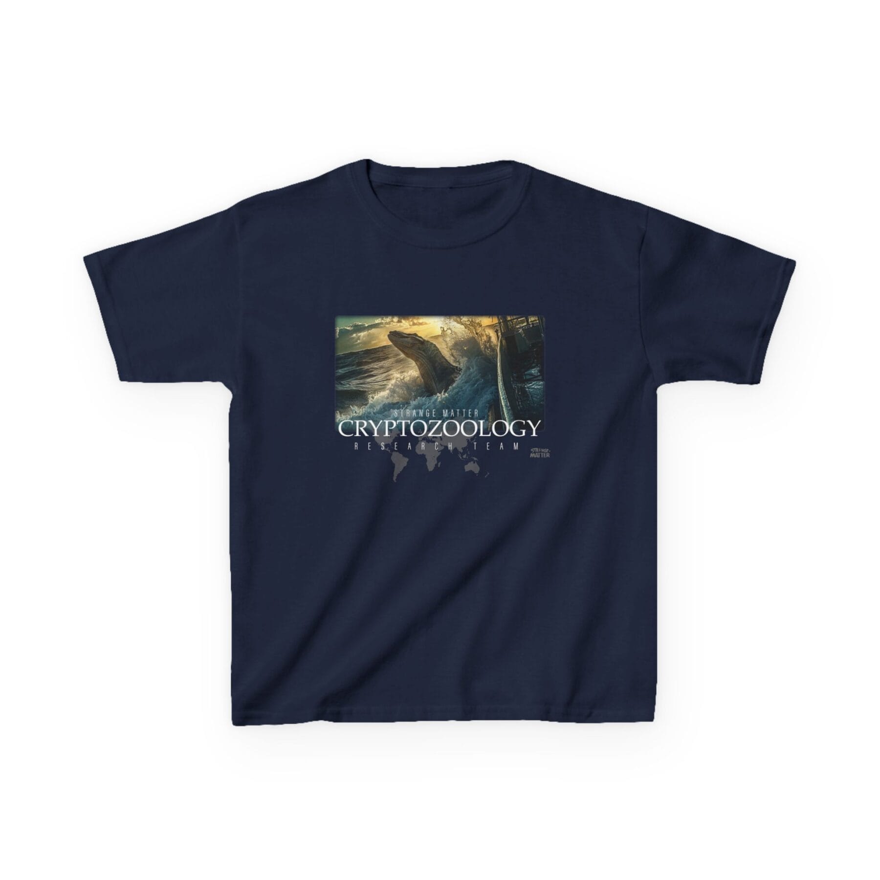 Kids Heavy Cotton Tee - Strange Matter - Cryptozoology Research Team - Mosasaur - Image 5