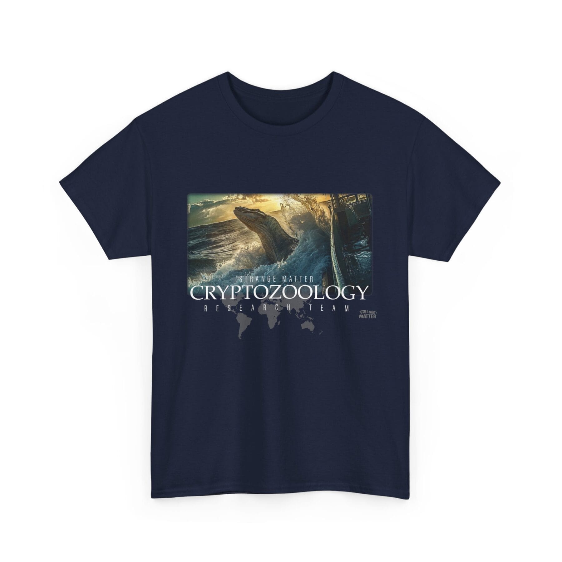 Adult Heavy Cotton Tee - Strange Matter - Cryptozoology Research Team - Mosasaur - Image 6