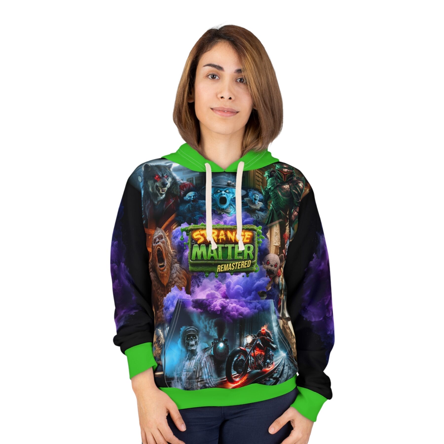 Adult Unisex Pullover Custom Hoodie - Strange Matter Remastered Collage - Perfect for the YA horror super fan! - Image 3