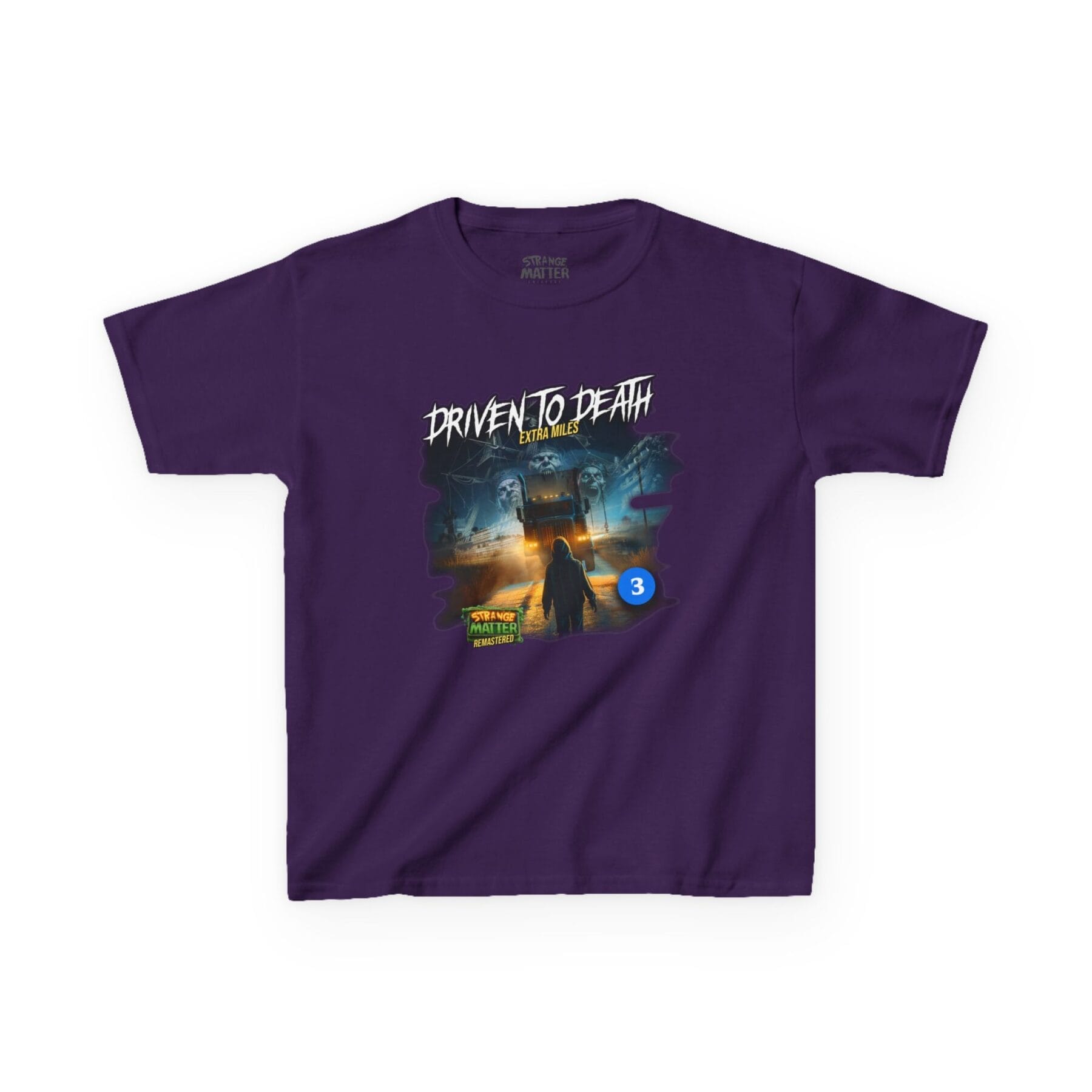 Kids Heavy Cotton Tee - Strange Matter: Driven to Death - T-Shirt for YA horror and Action fans - Image 17