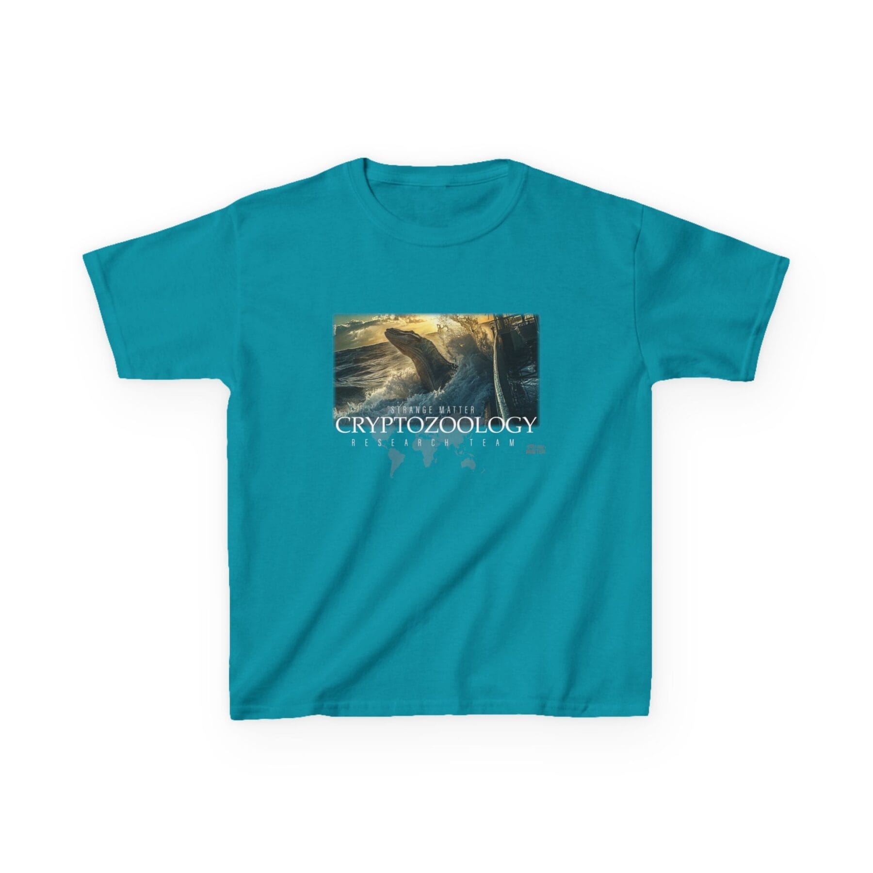 Kids Heavy Cotton Tee - Strange Matter - Cryptozoology Research Team - Mosasaur - Image 3